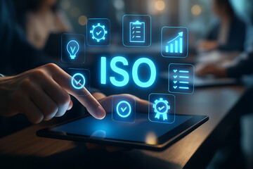 Hands interact with glowing digital lock security concept