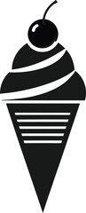 Stylized black and white ice cream cone with cherry topping and geometric base