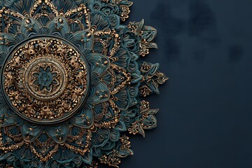 Teal and gold ornate mandala intricate