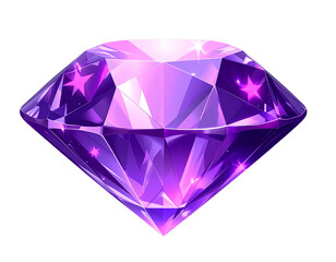  Purple Gemstone with Decorative Pink Stars, isolated on transparent background PNG
