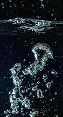 Obraz premium dollar symbol in water, Realistic underwater air bubbles on transparent background. Visual illustration of fizzy drink, sparkling beverage, diving deep into sea or ocean water, aqua splash, laundry de