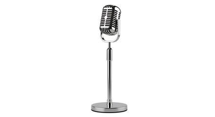 Vintage Silver Microphone on Stand retro chrome