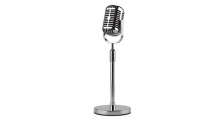 Vintage Silver Microphone on Stand retro chrome