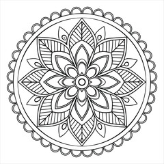 Intricate circular floral mandala pattern for coloring or decoration