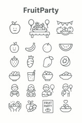 Whimsical Fruit Party A Line Art Celebration of Healthy Delights and Joyful Gatherings