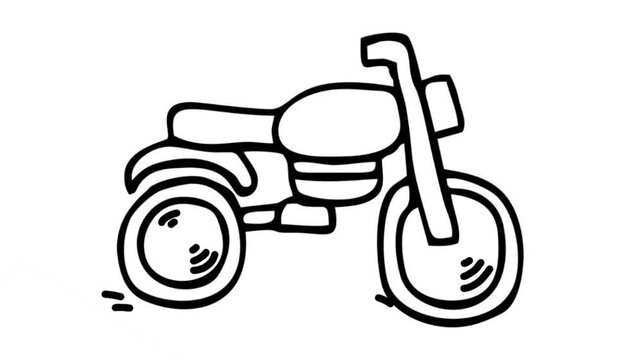line art animation of classic vintage motorcycle