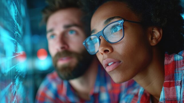 Modern professional teamwork and collaboration in a high-tech office environment with digital devices screens and advanced connectivity for success