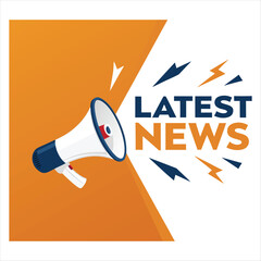 Megaphone announcing latest news with lightning bolt graphics