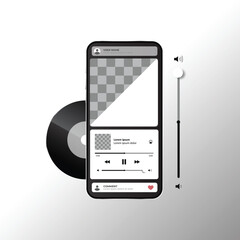 Music player app interface and music app element