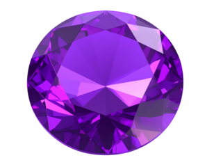 Shiny Purple Jewel with Pink Star Sparkles, isolated on transparent background PNG