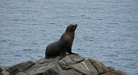 Seal on rocky coastline