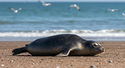 Seal resting on beach
