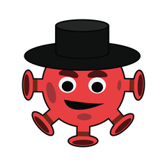 Cute Cartoon Virus Mascot Icon Vector Illustration
