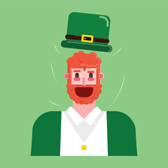 St. Patrick’s Day Cartoon with Green Hat and Beard Illustration 