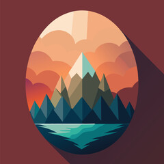 Obraz premium vector illustration of a mountain landscape