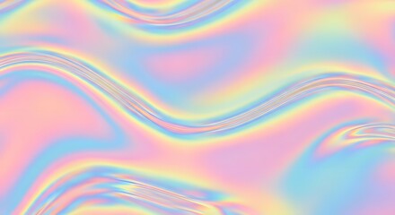 Fototapeta premium Abstract iridescent background with flowing waves of pastel colors, creating a dreamy and ethereal effect with a subtle textured shimmer
