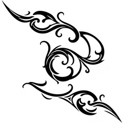 Curved Tribal Shapes In Dark Ink