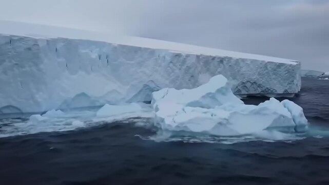 Massive iceberg floating in ocean