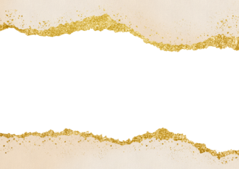 Gold Glitter Frame Rectangle Splash Gold Foil texture, Golden splatter frames glitter. Gold stroke on transparent background.A banner for luxury advertising. An invitation to a wedding 