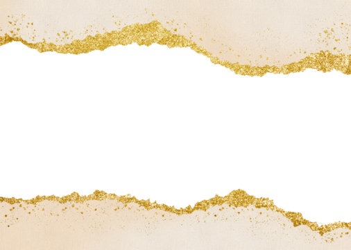 Gold Glitter Frame Rectangle Splash Gold Foil texture, Golden splatter frames glitter. Gold stroke on transparent background.A banner for luxury advertising. An invitation to a wedding  - Powered by Adobe