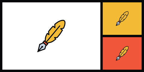 Vintage Feather Quill Pen Icon for Writing and Literature