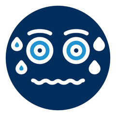 Scared Blue Color Icon