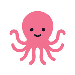 Smiling Octopus Illustration: A friendly blue and orange octopus with a toothy grin and eight tentacles smiles cheerfully at the viewer in this cheerful cartoon illustration.