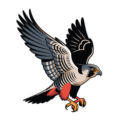 Illustration of a peregrine falcon in flight with wings spread