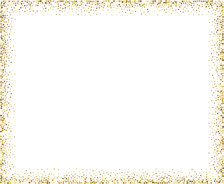 Gold glitter border on a white background.