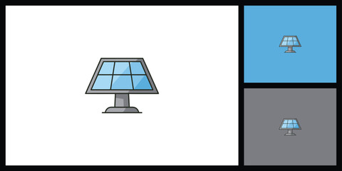  Solar Panel Flat Icon for Renewable Green Energy and Sustainability