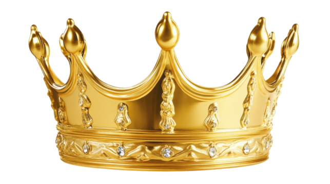 Golden Royal Crown with Jewels isolated on a transparent background