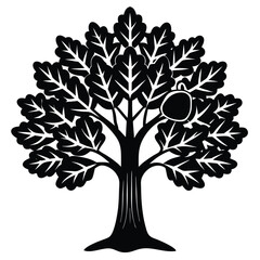 oak tree acorn simple outline vector illustration  (1).eps