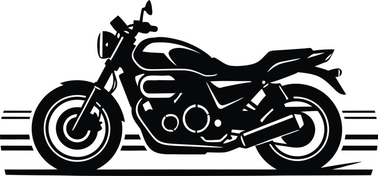 tylized Motorcycle Moving at High Speed Vector Silhouette Illustration: Black and White Sport Bike, Fast Transport, and Velocity Concept Graphic Design.