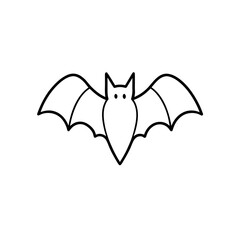 Simple outline drawing of a flying bat on transparent background