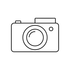A simple outline drawing of a camera icon on transparent background