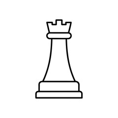 Outline drawing of a rook chess piece art on transparent background