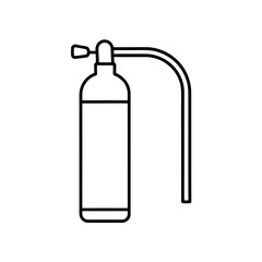 Outline drawing of a blowtorch device on transparent background