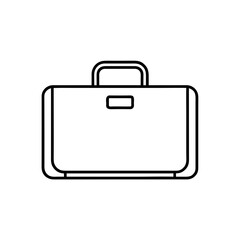 Outline drawing of a rectangular briefcase on transparent background