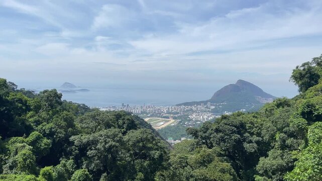 rio de janeiro cityscape beutiful nature coastal line view from the hill