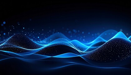 Abstract blue smoke and light trails on a dark background　青い煙と光の軌跡の背景