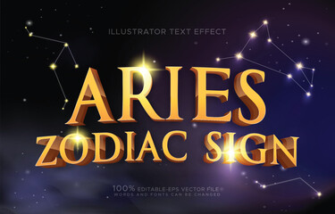 aries zodiac sign editable text effect	
