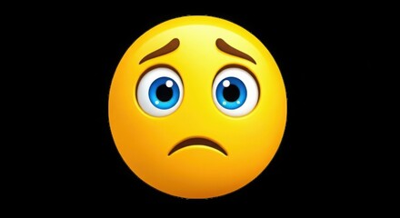 Fototapeta premium Sad yellow emoji face isolated on white background