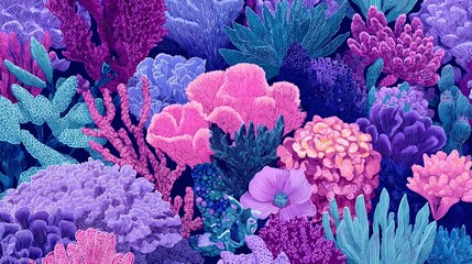 Cyber Coral Reef Seamless Tech Pattern