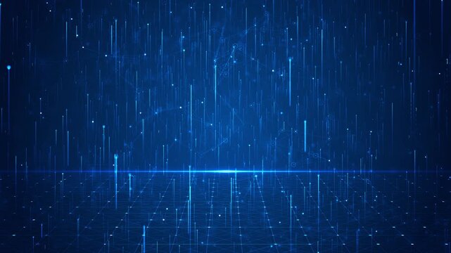 Dynamic plexus grid by streams of upward-moving light flares, creating futuristic atmosphere for technology visuals, AI network presentations, blockchain animations, or digital communication concepts.