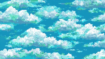 Seamless Pixel Cloud Tech Background