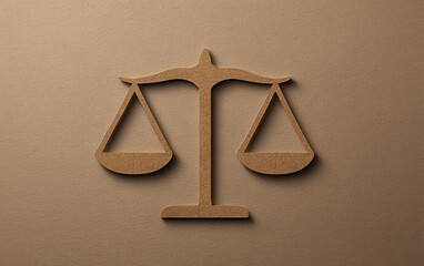 A minimalist representation of justice scales symbolizing fairness and balance, set against a simple background.