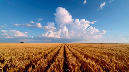 low-hanging bank of stratocumulus clouds fills the sky above a golden wheat field