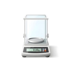 Precision digital balance scale with clear glass enclosure for accurate scientific measurements and laboratory work