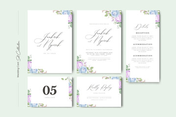 wedding invitation card set with roses flower template