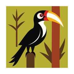 Stylized toucan with geometric background bird animal